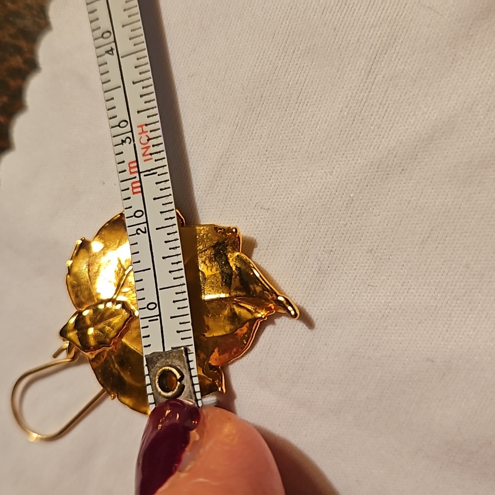 Single Gold Dipped Leaf Earring - Picture 4 of 6